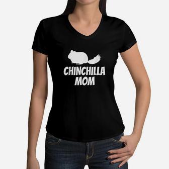 Chinchilla Mom Funny Cute Chinchilla Pet Women V-Neck T-Shirt - Seseable