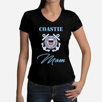 Coastie Mom United States Coast Guard Proud Gift For Woman Women V-Neck T-Shirt - Seseable