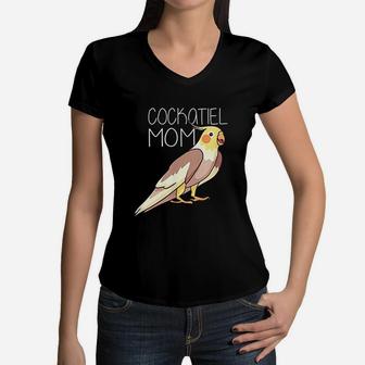 Cockatiel Mom Bird Lovers Funny Cockatiel Bird Gift For Mom Women V-Neck T-Shirt - Seseable
