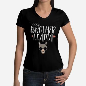 Cool Brother Llama Funny Llama Family Matching Gifts Women V-Neck T-Shirt - Seseable