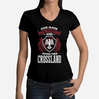 Crossland Shirt, Crossland Family Name, Crossland Funny Name Gifts T Shirt Women V-Neck T-Shirt - Seseable