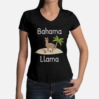 Cute And Funny Llama Vacation For The Whole Family Women V-Neck T-Shirt - Seseable