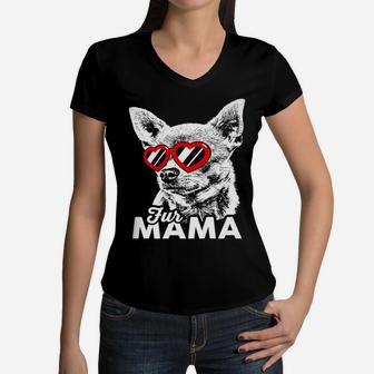 Cute Chihuahua Fur Mama Women V-Neck T-Shirt - Seseable