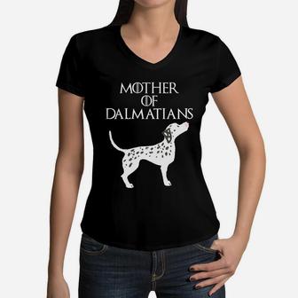 Cute Funny Unique Dalmatian Dog Puppy Mom Gift Women V-Neck T-Shirt - Seseable