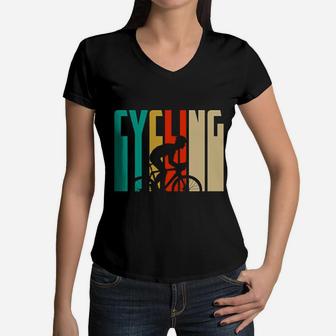 Cycling Vintage Women V-Neck T-Shirt - Seseable