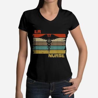 Er Nurse Emergency Room Vintage Women V-Neck T-Shirt - Seseable
