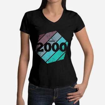Established 2000 Vintage 21st Birthday Gift Women V-Neck T-Shirt - Seseable
