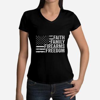 Faith Family B Freedom Women V-Neck T-Shirt - Seseable