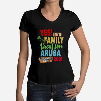 Family Vacation 2021 Aruba Women V-Neck T-Shirt - Seseable