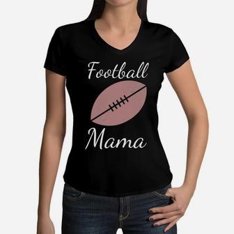 Football Mama Tailgates Fall Saturday Friday Touchdown Women V-Neck T-Shirt - Seseable