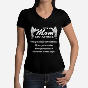 For My Mom-missing Mother Memorial Tee Women V-Neck T-Shirt - Seseable