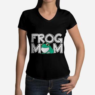 Frog Mom Mommy Mother Day Gift Frog Women V-Neck T-Shirt | Seseable CA