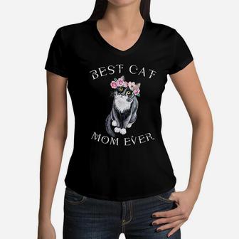 Funny Cat Mom Cat Lovers Mothers Day Women V-Neck T-Shirt - Seseable