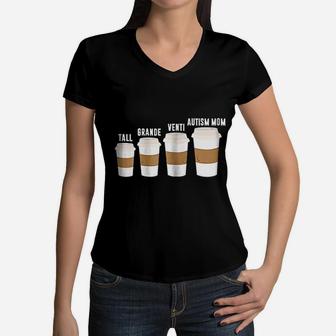 Funny Coffee Mom For Awareness Women V-Neck T-Shirt - Seseable
