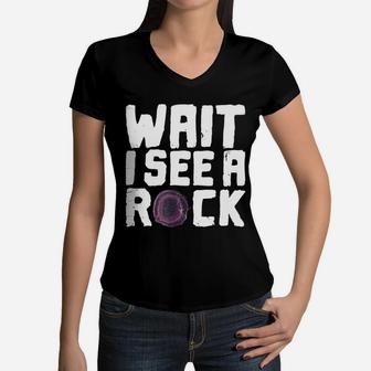 Funny Geologist Rock Hounding Geode Vintage Shirt Women V-Neck T-Shirt - Seseable