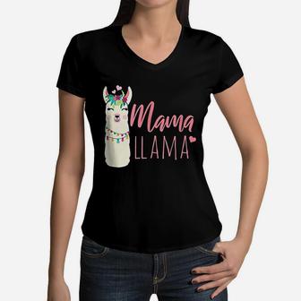Funny Llamas Momma Women V-Neck T-Shirt - Seseable