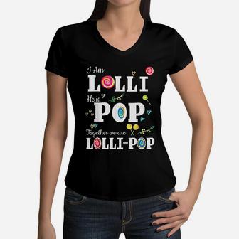 Funny Lolli Pop Lollipop Grandmother Grandfather Gift Women V-Neck T-Shirt - Seseable