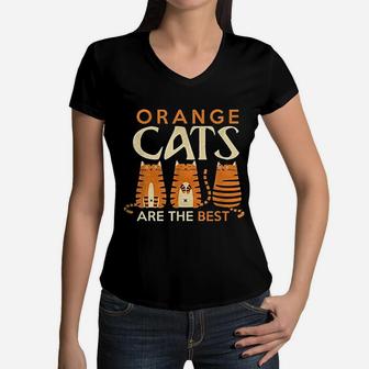 Funny Orange Cats Are The Best Cat Mom Women V-Neck T-Shirt - Seseable