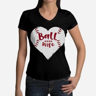 Funny Softball Wife Baseball Mothers Day Ideas Women V-Neck T-Shirt - Seseable