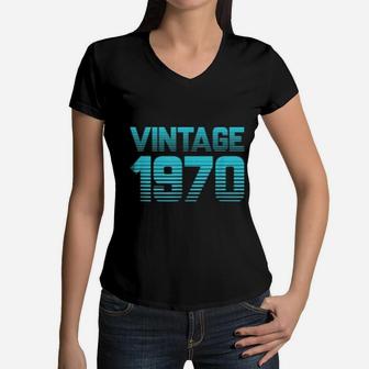 Future Retro Vintage 1970 Women V-Neck T-Shirt - Seseable