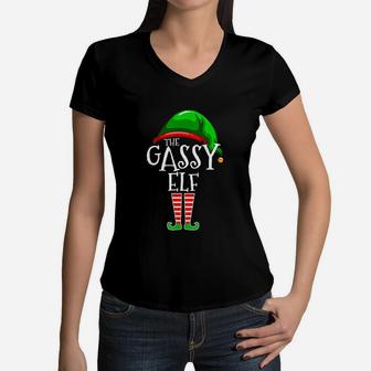 Gassy Elf Group Matching Family Christmas Gift Women V-Neck T-Shirt - Seseable
