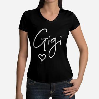 Gigi For Grandma Name Gigi Gift For Mothers Day Women V-Neck T-Shirt - Seseable