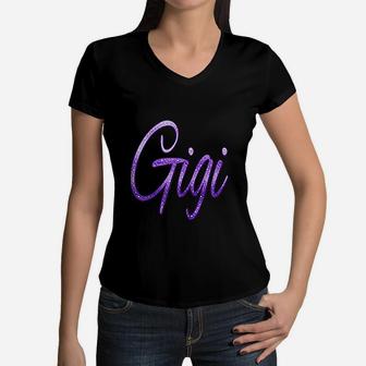 Gigi Fun Gift Idea For Grandmother Women V-Neck T-Shirt - Seseable