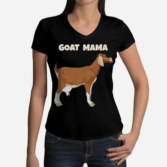 Goat Mama Standing Anglonubian Goat Women V-Neck T-Shirt - Seseable