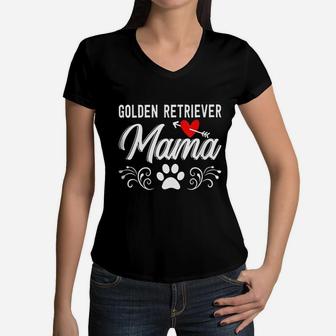 Golden Retriever Lover Gifts Golden Retriever Mom Women V-Neck T-Shirt - Seseable