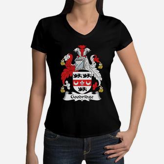 Goodridge Family Crest / Coat Of Arms British Family Crests Women V-Neck T-Shirt - Seseable