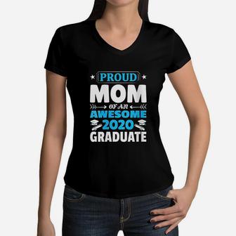 Graduation Gift Proud Mom Of An Awesome Graduate Women V-Neck T-Shirt - Seseable