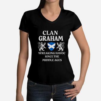 Graham Scottish Family Clan Scotland Name Gift Women V-Neck T-Shirt - Seseable