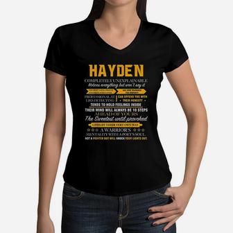 Hayden Completely Unexplainable Family Christmas Women V-Neck T-Shirt - Seseable