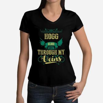 Hogg Name Shirt, Hogg Funny Name, Hogg Family Name Gifts T Shirt Women V-Neck T-Shirt - Seseable
