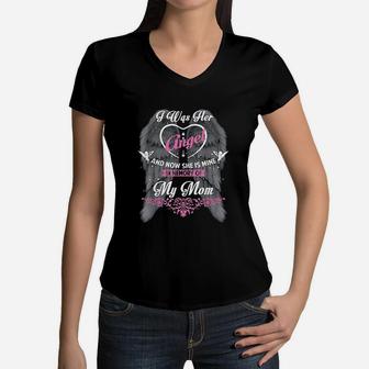 I Was Her And Now She Is In Memory Of My Mom Women V-Neck T-Shirt | Seseable FR
