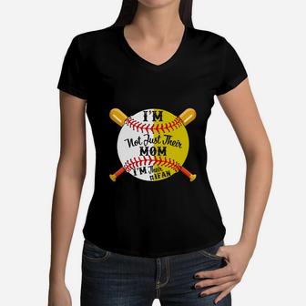 Im Their Number 1 Fan Softball Baseball Mom Women V-Neck T-Shirt - Seseable