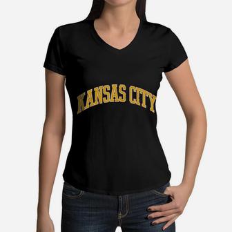 Kansas City Vintage Kc Missouri Retro Women V-Neck T-Shirt - Seseable