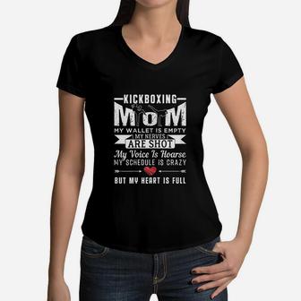 Kickboxing Mom Kickboxer Funny Quotes Fan Gift Women V-Neck T-Shirt - Seseable