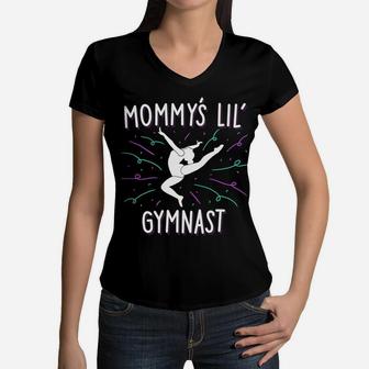 Kids Girls Gymnastics Mommys Lil Gymnast Mom Dance Gifts Women V-Neck T-Shirt - Seseable