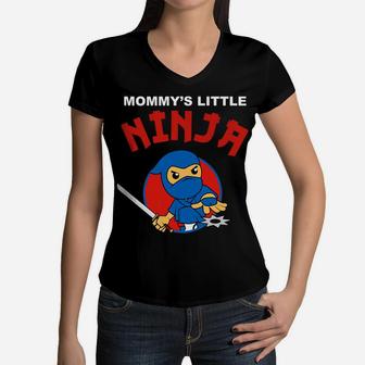 Kids Ninja Mommys Little Ninja Boys Girls Martial Arts Women V-Neck T-Shirt - Seseable