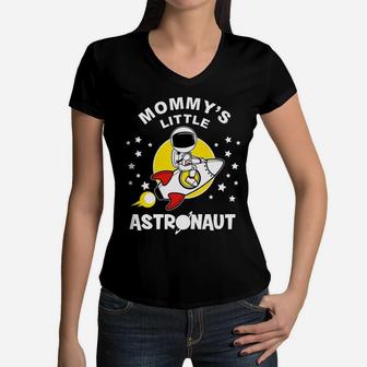 Kids Space Boys Girls Mommys Little Astronaut Science Women V-Neck T-Shirt - Seseable