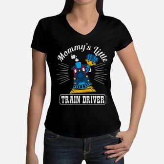 Kids Train Driver Boy Girls Mommys Little Train Driver Women V-Neck T-Shirt - Seseable
