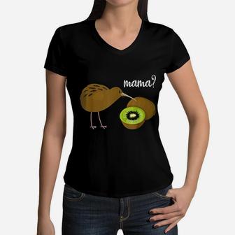 Kiwi Bird And Kiwi Mama birthday Women V-Neck T-Shirt - Seseable