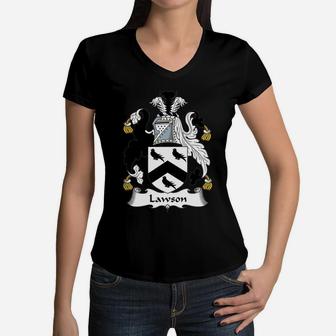 Lawson Family Crest British Family Crests Women V-Neck T-Shirt | Seseable UK
