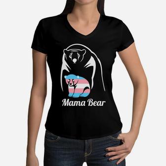 Lgbtq Mama Bear Transgender Pride Pride Month Women V-Neck T-Shirt - Seseable