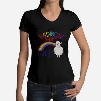 Lgbtq Pride Rainbow Sheep Of Family Gay Allies Gift Women V-Neck T-Shirt - Seseable