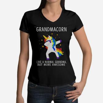 Like A Normal Grandma Unicorn Dabbing Funny Family Unicorn 2020 Women V-Neck T-Shirt - Seseable