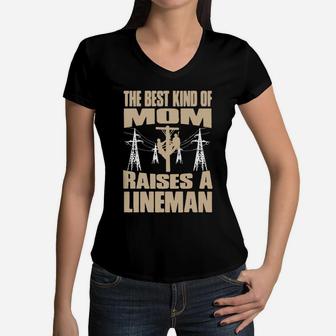 Lineman Mom Shirt T-shirt Women V-Neck T-Shirt - Seseable