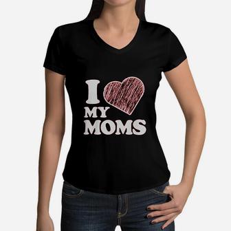 Little Boys' I Love My Moms Women V-Neck T-Shirt - Seseable
