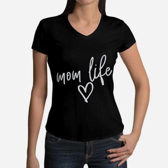 Lotucy Mom Life Tired Mom Blessed Mama Women V-Neck T-Shirt - Seseable